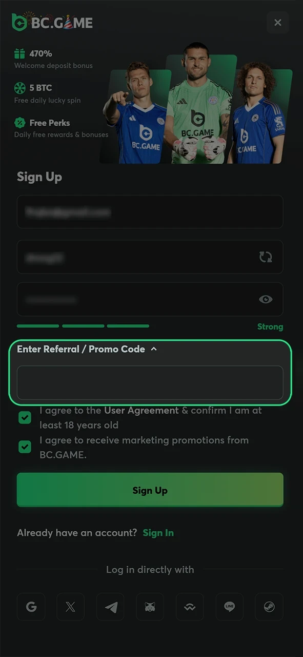 Don't forget to enter a promo code while signing up to claim extra rewards and bonuses.