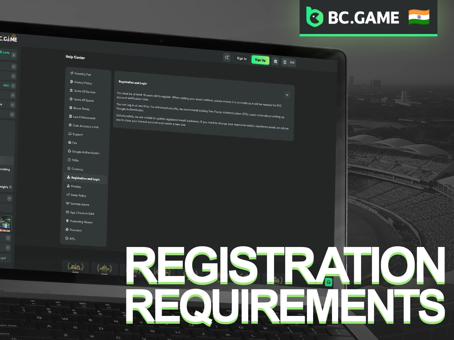 Before creating your account in India, please take a moment to review the official BC Game registration requirements.